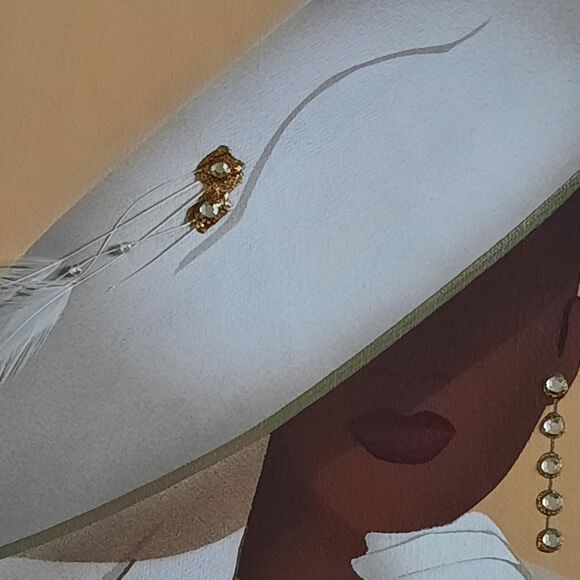 Original Signed June Marie Acrylic Canvas 3D Painting Gold Framed Art Deco - Picture 5 of 9